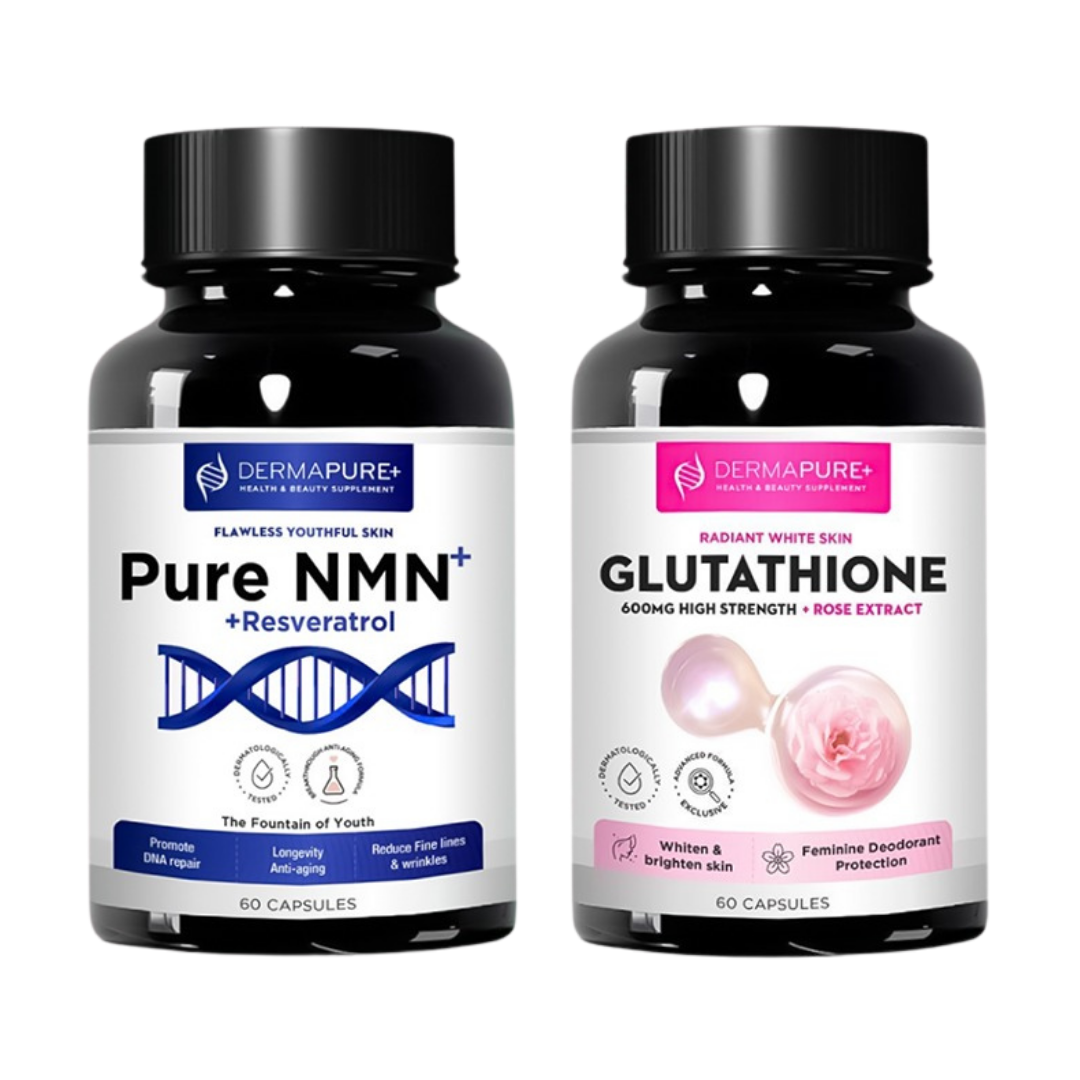 DermaPure+ NMN Plus Supplement 4-in-1 – Antioxidant & Healthy Skin Aging Support, 60 Capsules (1 Pack)