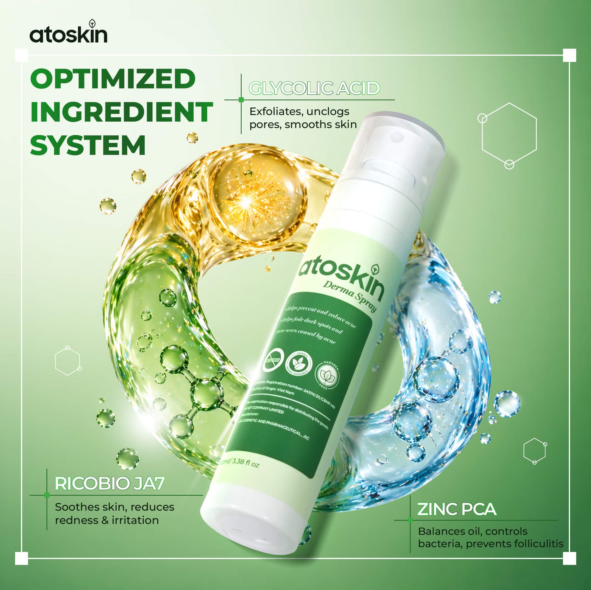 Atoskin Derma Spray – Advanced Folliculitis & Back Acne Treatment Spray (3.4 oz)