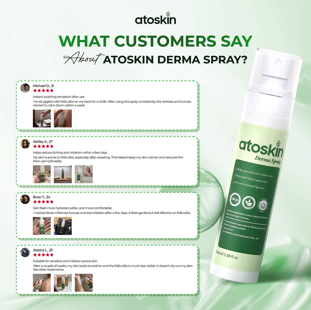 Atoskin Derma Spray – Advanced Folliculitis & Back Acne Treatment Spray (3.4 oz)