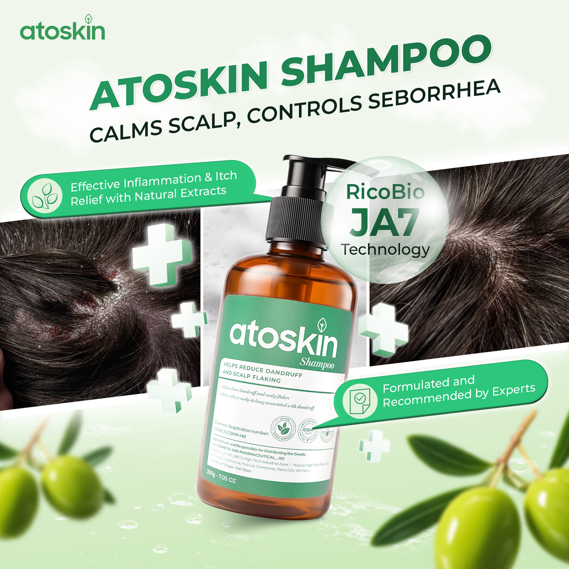 Atoskin Shampoo for Seborrheic Dermatitis & Folliculitis-Prone Scalp