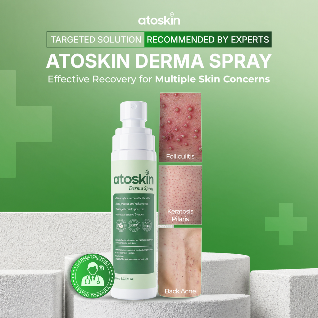 Atoskin Derma Spray – Advanced Folliculitis & Back Acne Treatment Spray (3.38 oz)