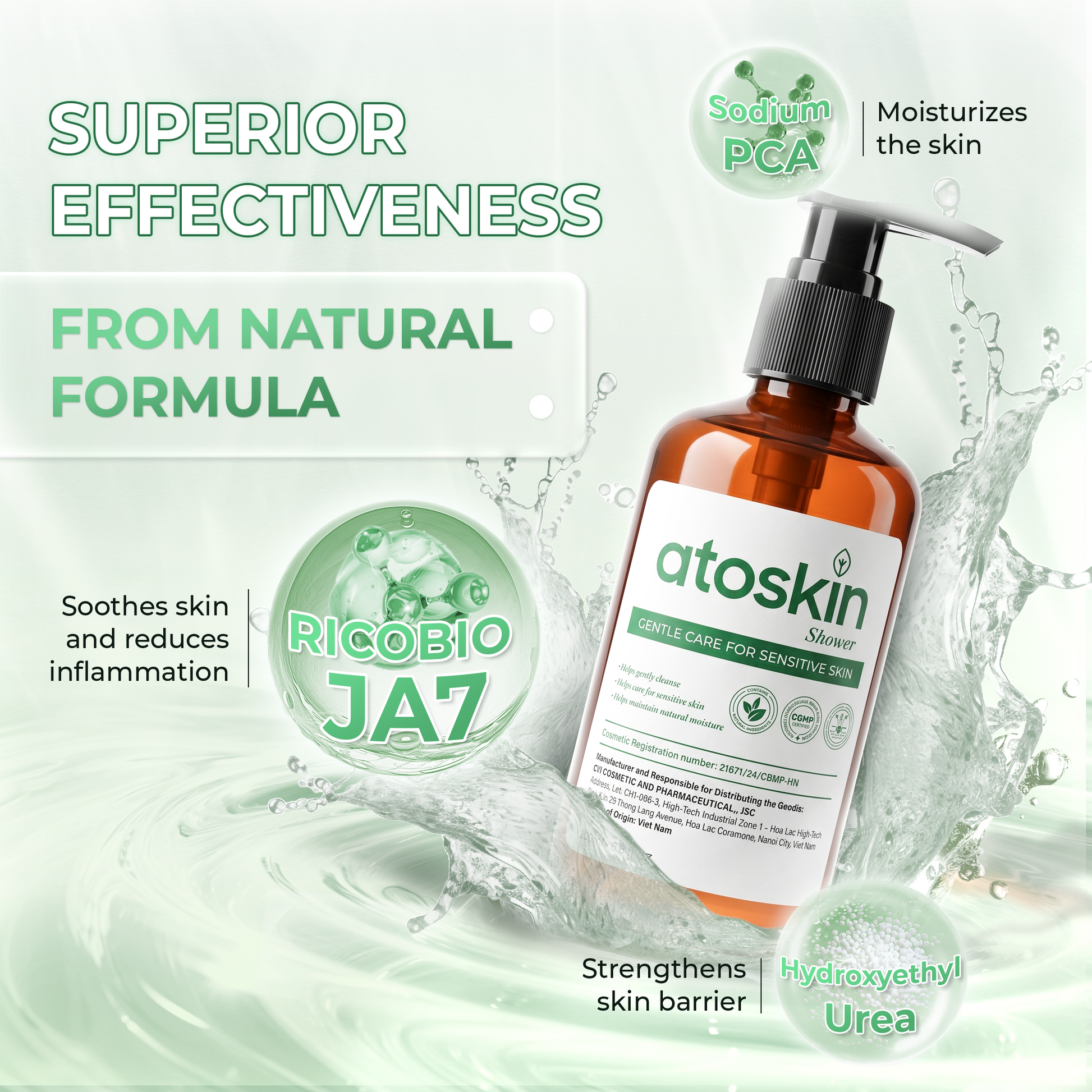 Atoskin Shower - for Eczema, Psoriasis, Dermatitis, and Anti-Itch Relief (6.8 oz)