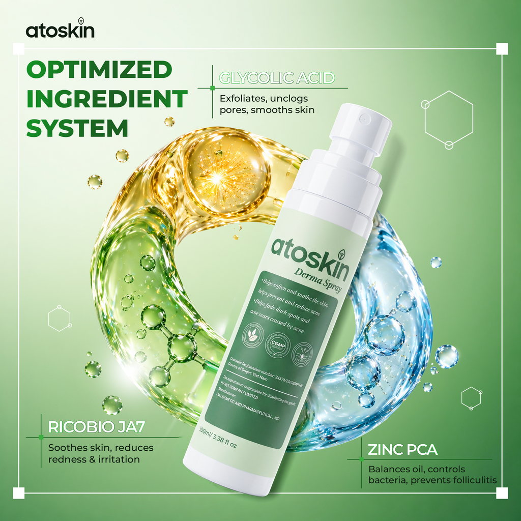 Atoskin Derma Spray – Advanced Folliculitis & Back Acne Treatment Spray (3.38 oz)