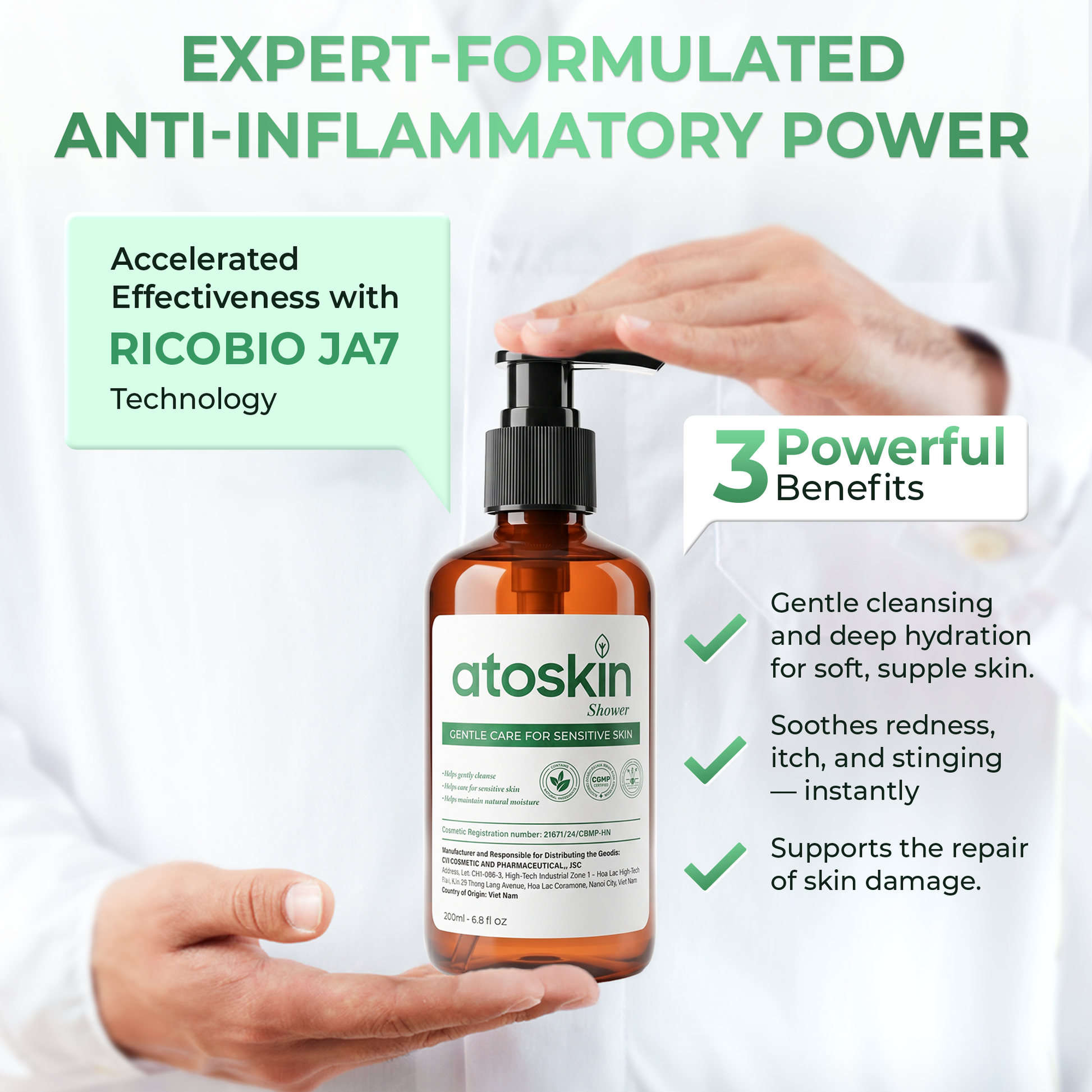 Atoskin Shower - for Eczema, Psoriasis, Dermatitis, and Anti-Itch Relief (6.8 oz)