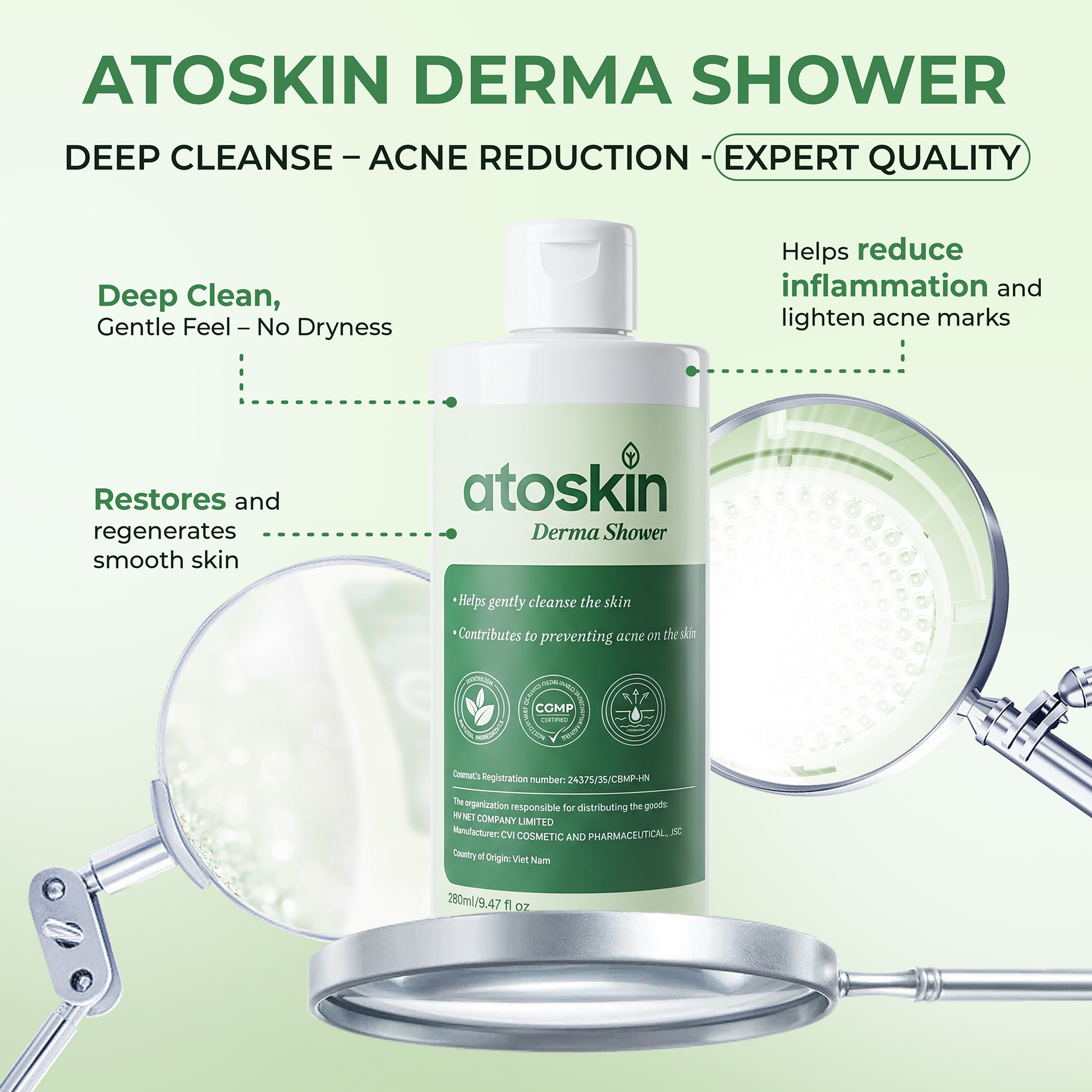 Atoskin Derma Shower – Advanced Folliculitis Body Wash (9.47 oz)