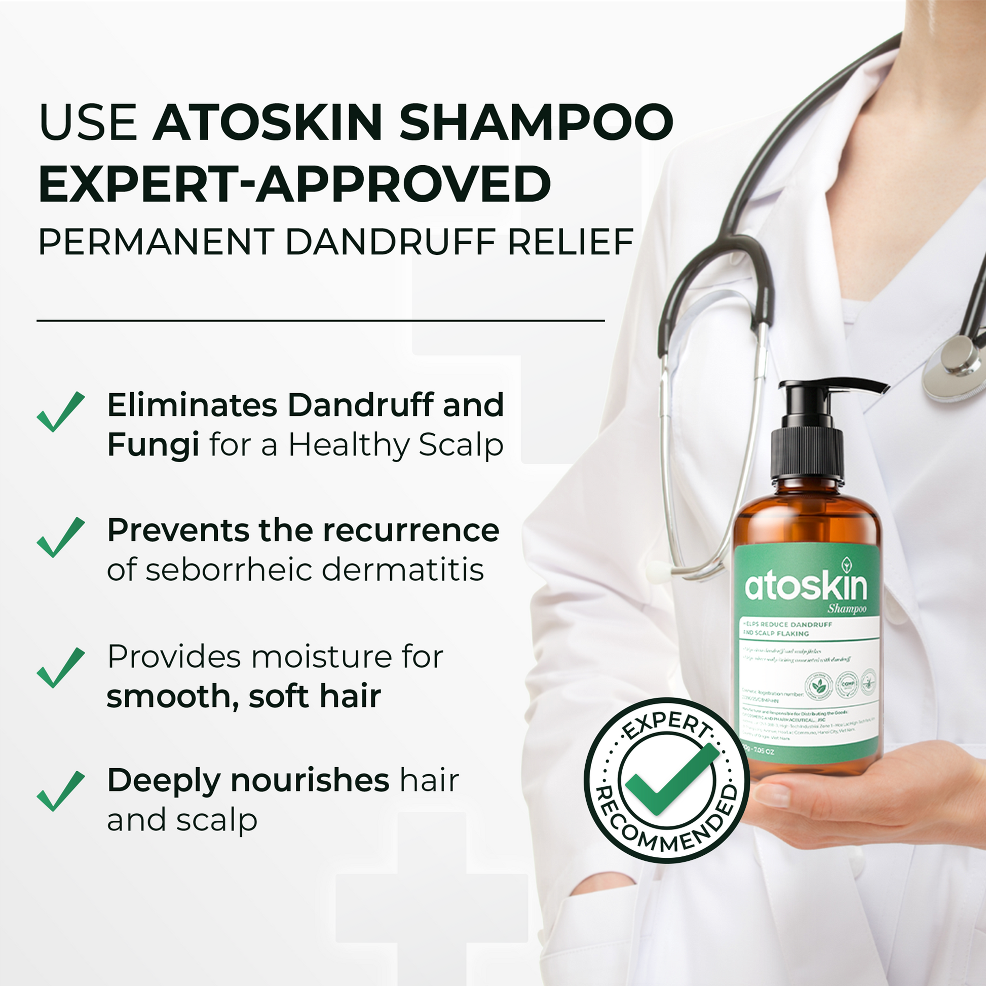 Atoskin Shampoo for Seborrheic Dermatitis & Folliculitis-Prone Scalp