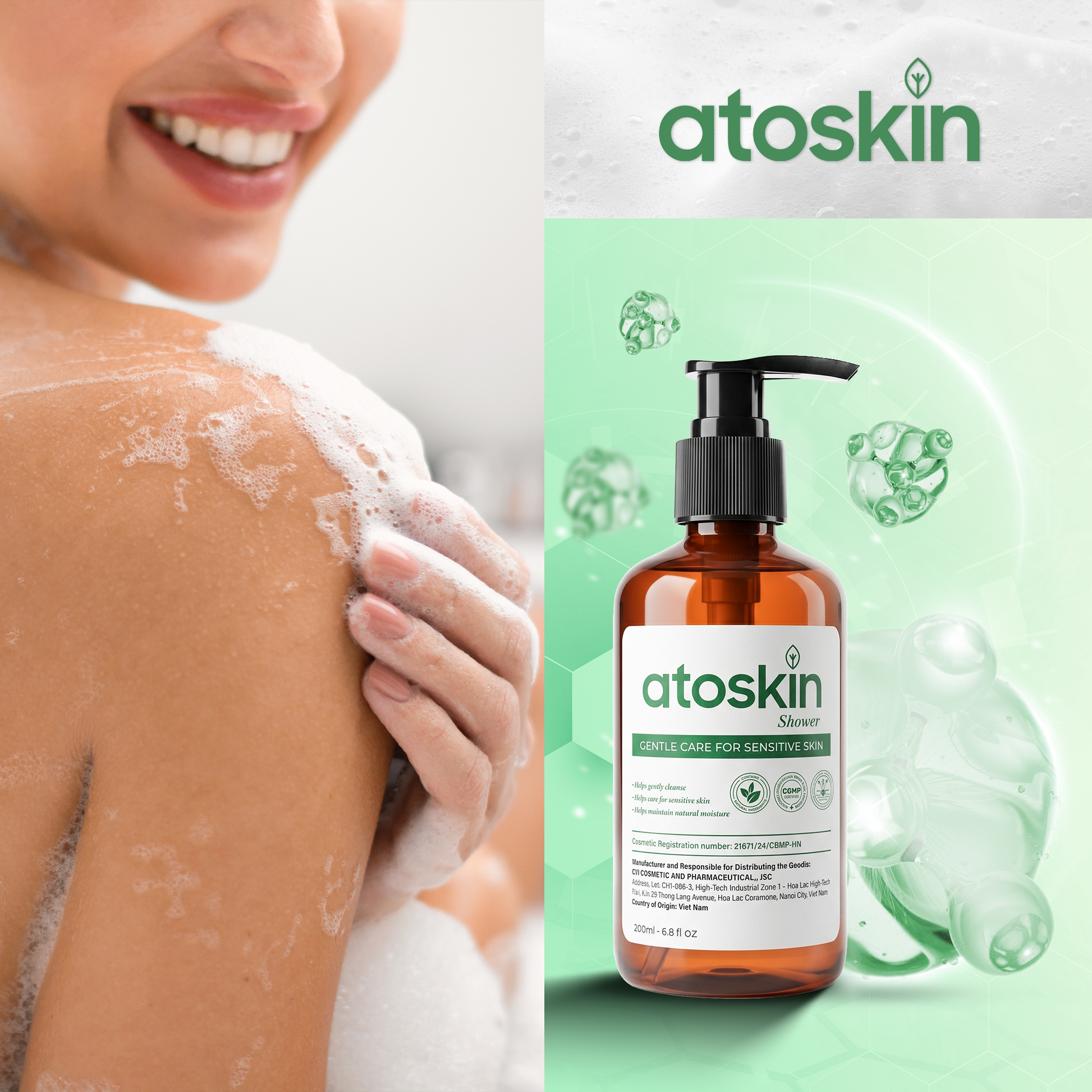 Atoskin Shower - for Eczema, Psoriasis, Dermatitis, and Anti-Itch Relief (6.8 oz)