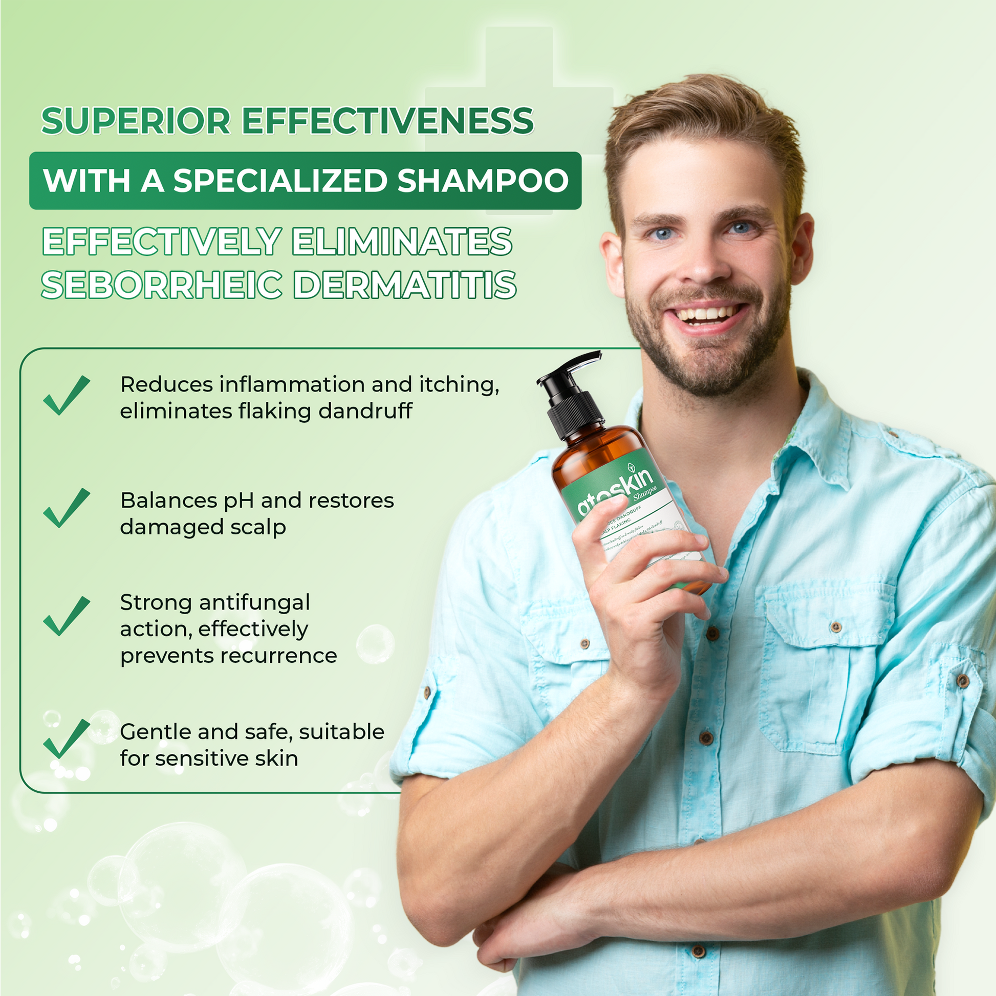 Atoskin Shampoo for Seborrheic Dermatitis & Folliculitis-Prone Scalp
