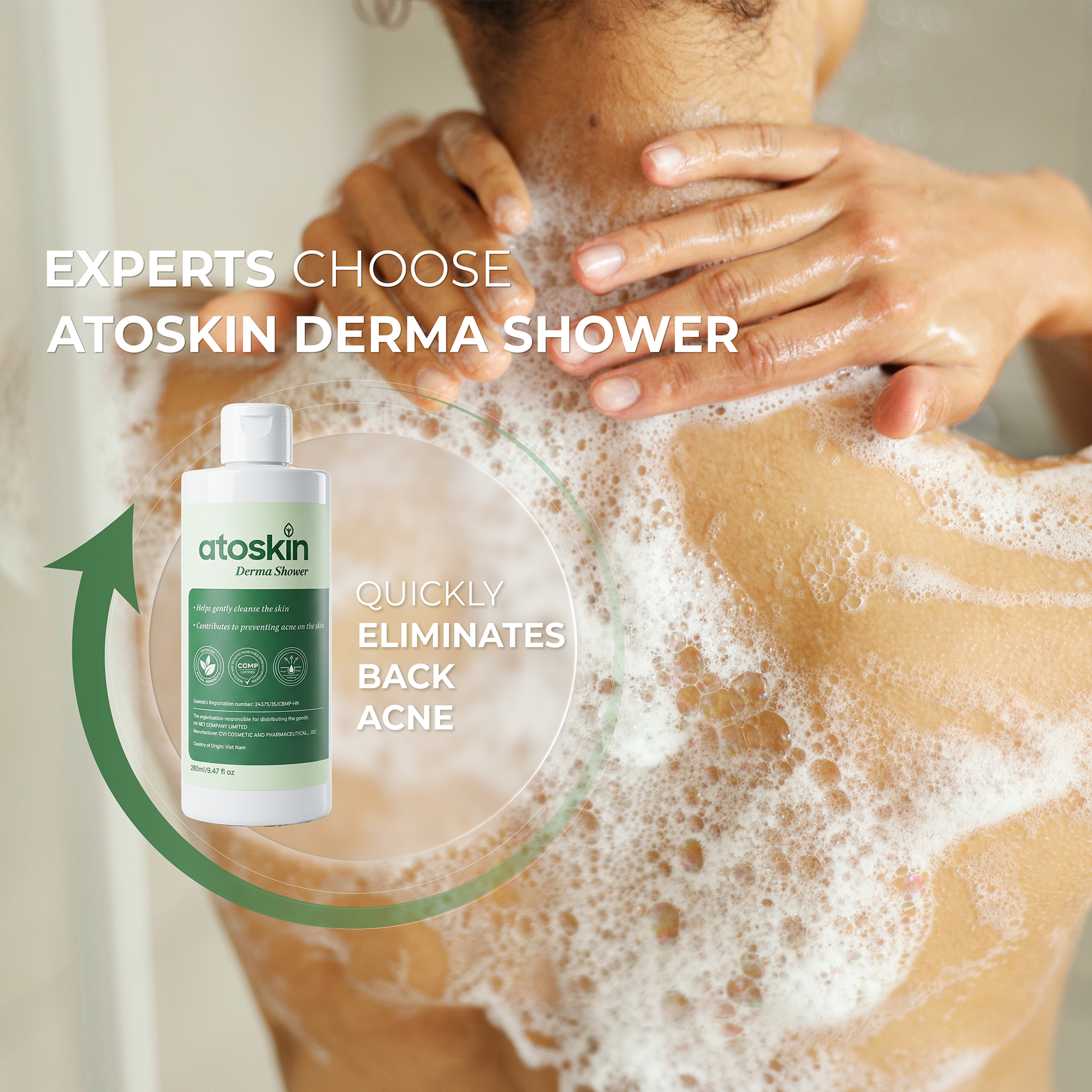 Atoskin Derma Shower – Advanced Folliculitis Body Wash (9.47 oz)