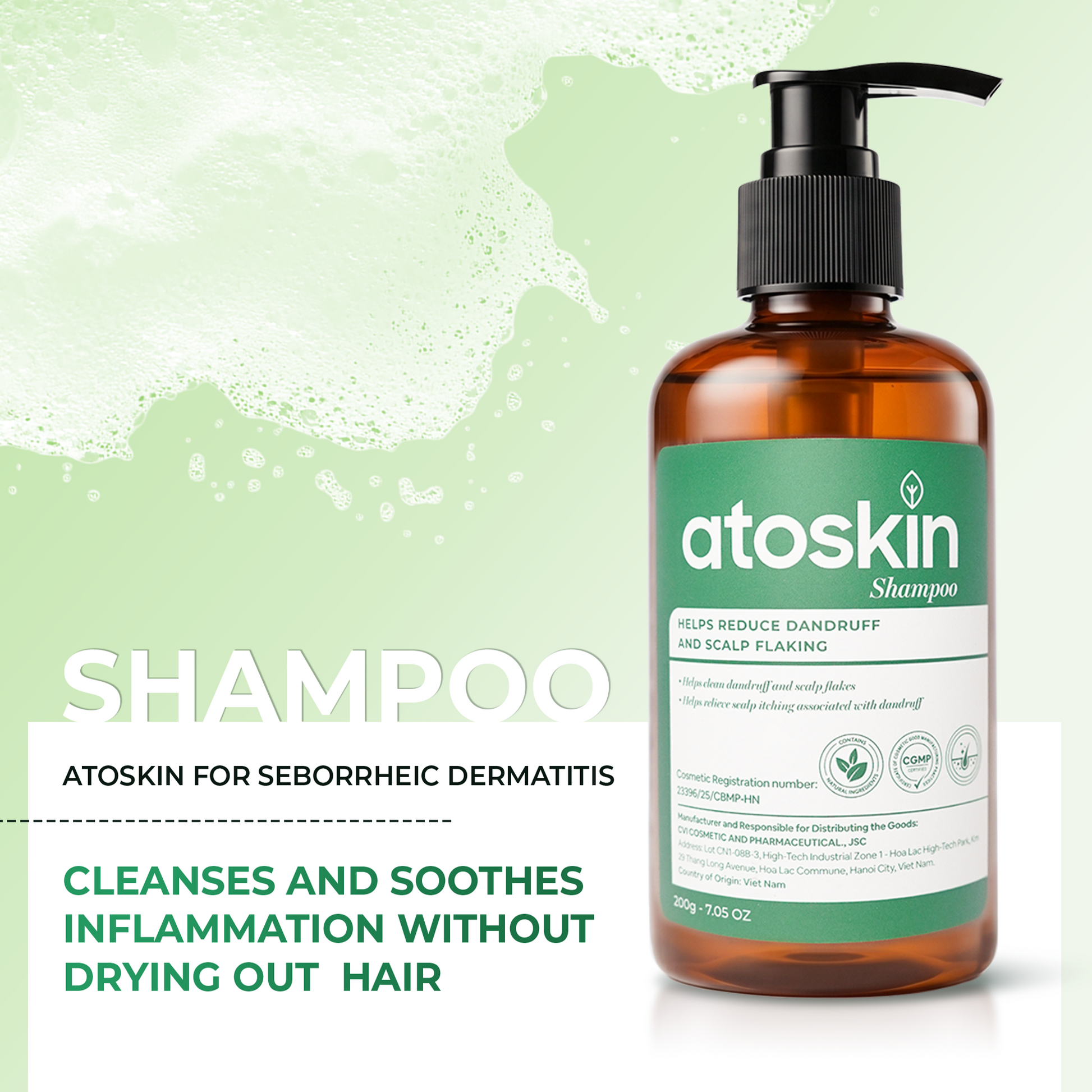 Atoskin Shampoo for Seborrheic Dermatitis & Folliculitis-Prone Scalp