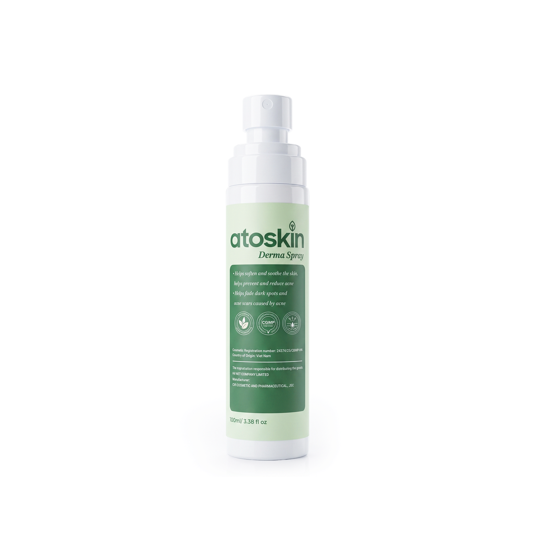 Atoskin Derma Spray – Advanced Folliculitis & Back Acne Treatment Spray (3.38 oz)