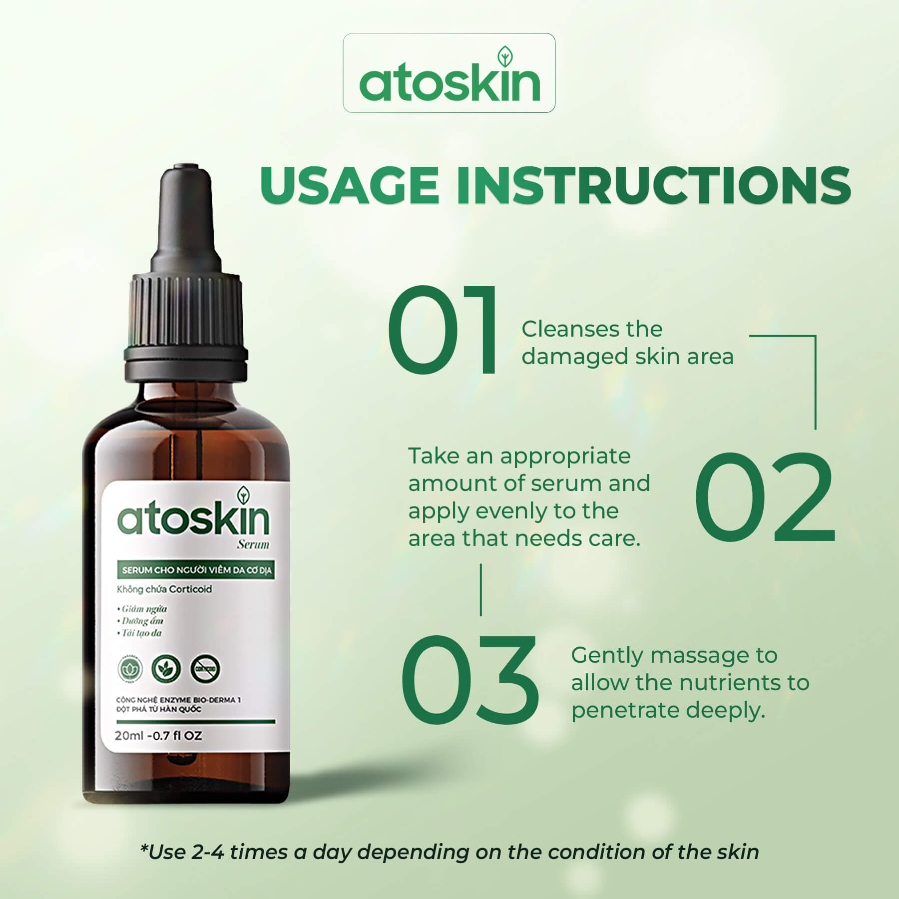 Atoskin Serum - for Eczema, Psoriasis, Itchy Skin and Dermatitis Irritation (1.7 fl oz)