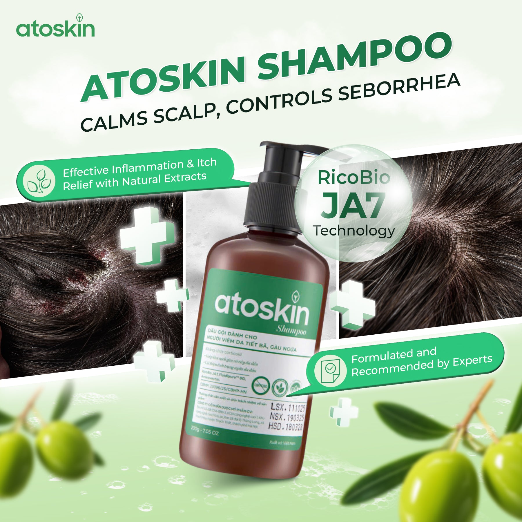 Atoskin Shampoo – for Seborrheic Dermatitis - Helps Reduce Oil & Improve Scalp Comfort (6.76 fl oz)