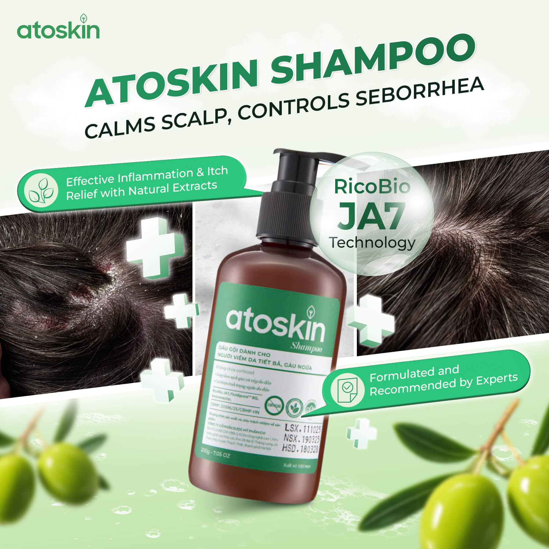 Atoskin Shampoo – for Seborrheic Dermatitis - Helps Reduce Oil & Improve Scalp Comfort (6.76 fl oz)