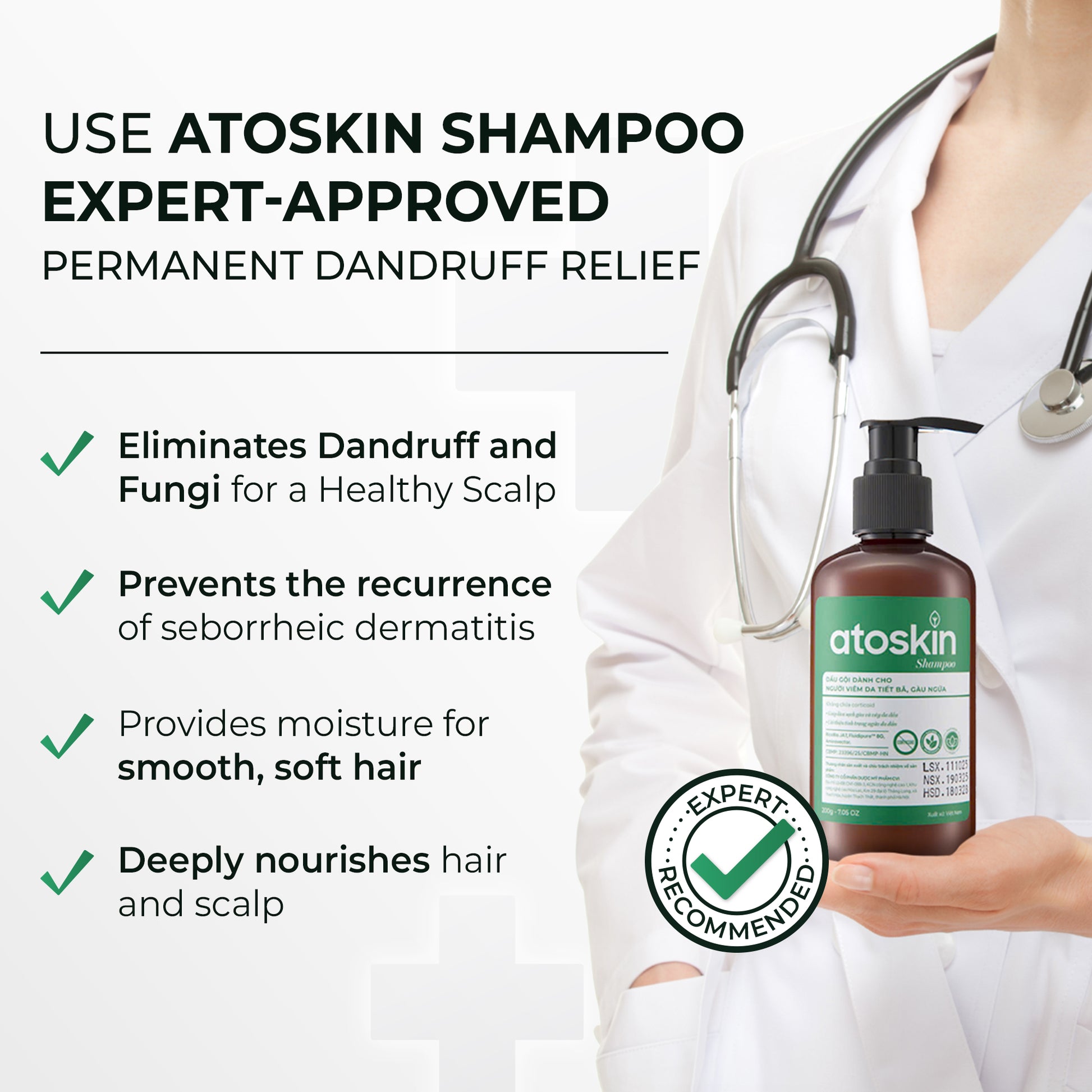 Atoskin Shampoo – for Seborrheic Dermatitis - Helps Reduce Oil & Improve Scalp Comfort (6.76 fl oz)