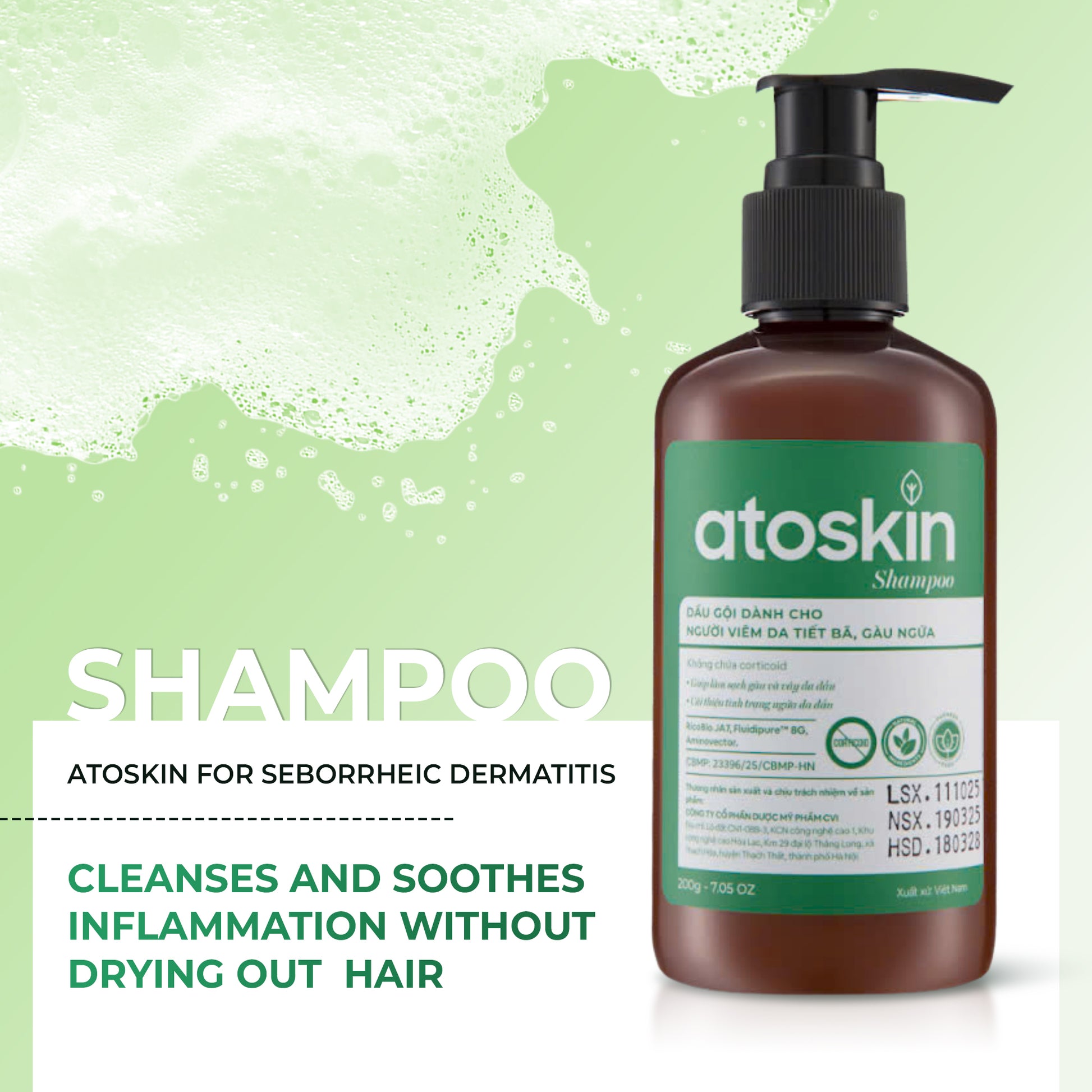 Atoskin Shampoo – for Seborrheic Dermatitis - Helps Reduce Oil & Improve Scalp Comfort (6.76 fl oz)