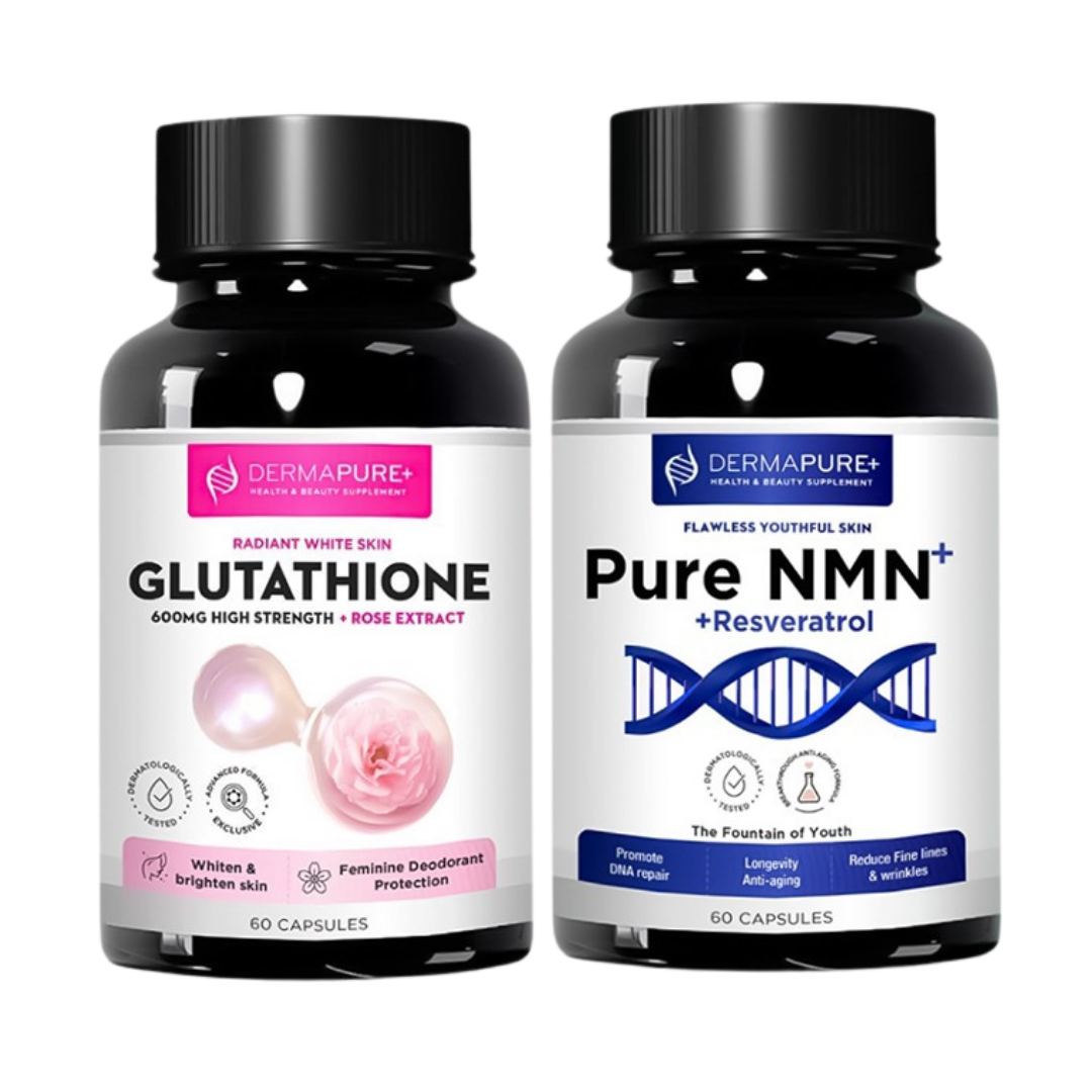 DermaPure+ Glutathione 600 mg per Serving 5-in-1 – Antioxidant & Radiant Skin Support, 60 Capsules