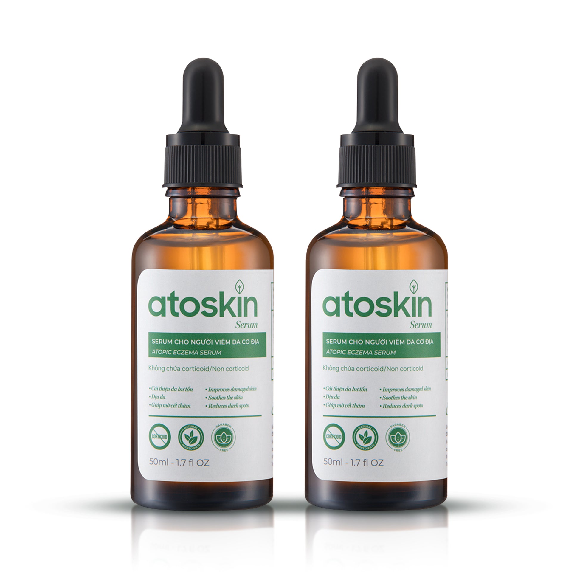 Atoskin Serum for Eczema, Psoriasis, Itchy Skin and Dermatitis Irritation, with Biosaccharide Gum-1 and RicoBio JA7 - for Atopic Dermatitis Patents (1.7 fl oz)