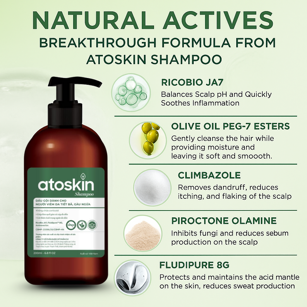 Atoskin – Specialized Shampoo for Seborrheic Dermatitis & Folliculitis-Prone Scalp